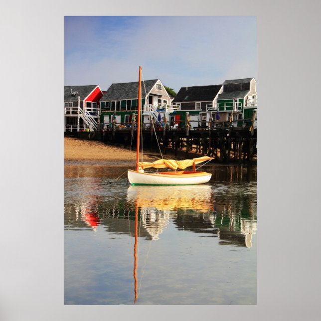 Catboat and waterfront, Provincetown MA, Cape Cod Poster (Front)