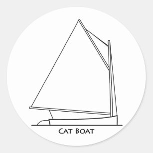 Catboat Sailing Logo (sail plan titled) Classic Round Sticker