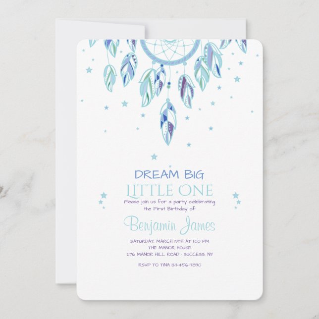 Catch A Dream Blue Invitation (Front)