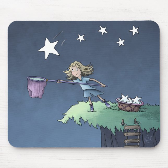 Catch a Falling Star - Collecting Wishes Mouse Pad (Front)