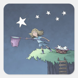 Catch a Falling Star - Collecting Wishes  Square S Square Sticker