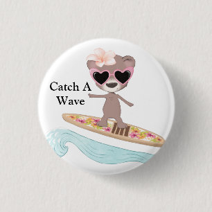 Catch A Wave Surfer 3 Cm Round Badge