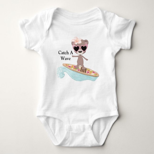 Catch A Wave Surfer Baby Bodysuit (Front)