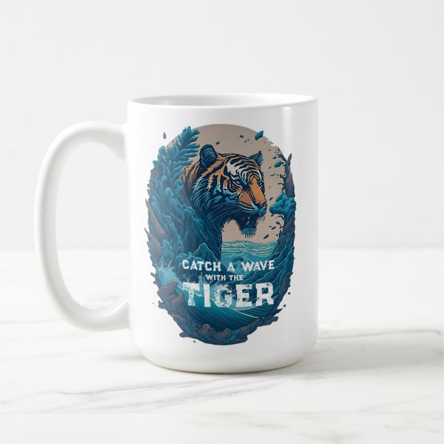 Catch a Wave with the Tiger, Coffee Mug (Left)