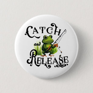 Catch And Release Fishing Frog Patch 6 Cm Round Badge