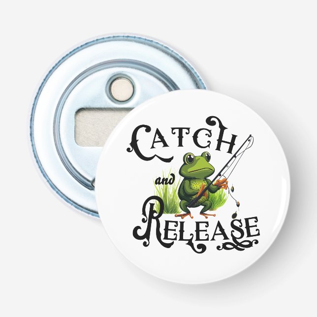 Catch And Release Fishing Frog Patch Bottle Opener (Front)