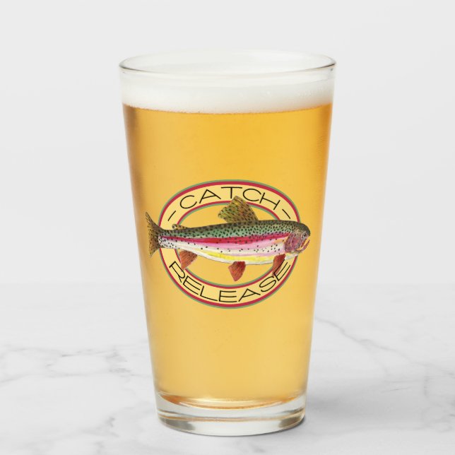 Catch and Release Rainbow Trout Fisherman's Glass (Front Filled)