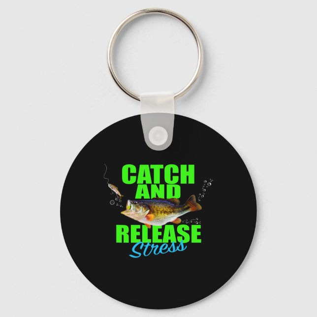 Catch And Release Stress Fishing Fish For Hob  Key Ring (Front)