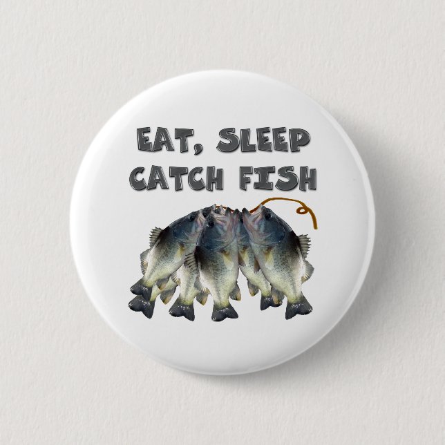 catch fish 6 cm round badge (Front)