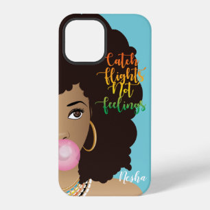 Catch Flight Not Feelings, Black Woman, Gum Blue iPhone 12 Pro Case