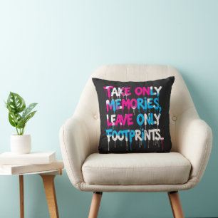 Catch Flights Not Feelings Rainbow Graffiti Quote Cushion