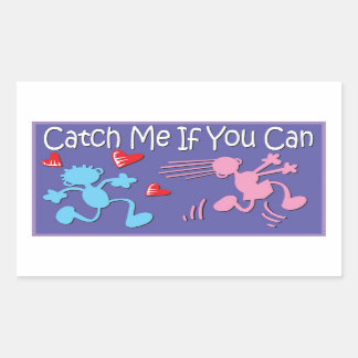 Catch me if you can - valentine stick figures rectangular sticker