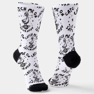 Catch Me On Satur(n)day Pun Humour Patterned Socks