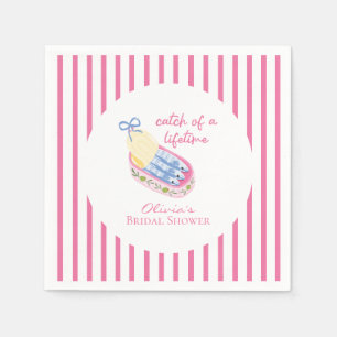 Catch of a lifetime sardines bridal shower pink napkin