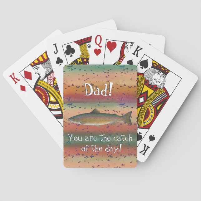 Catch of the Day Father's Day Rainbow Trout Playing Cards (Back)