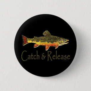 Catch & Release Trout Fishing 6 Cm Round Badge