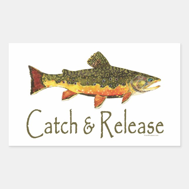 Catch & Release Trout Fishing Rectangular Sticker (Front)
