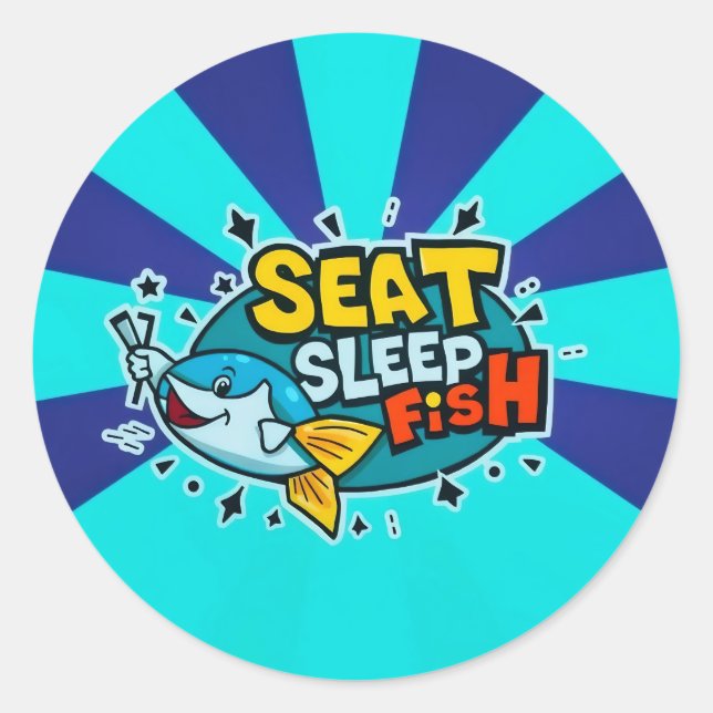 Catch Some Fun with Seat Sleep Fish! Classic Round Sticker (Front)