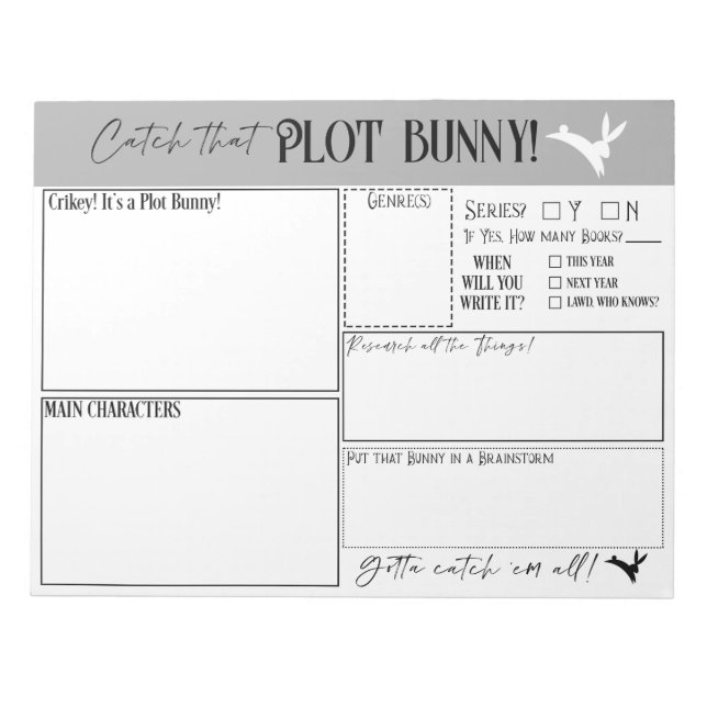 Catch that Plot Bunny Notepad (Front)