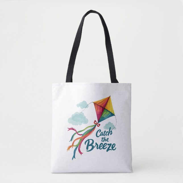 Catch The Breeze Flying Kite Tote Bag (Front)