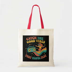 Catch the Good Vibes Retro Skateboarder Tote Bag