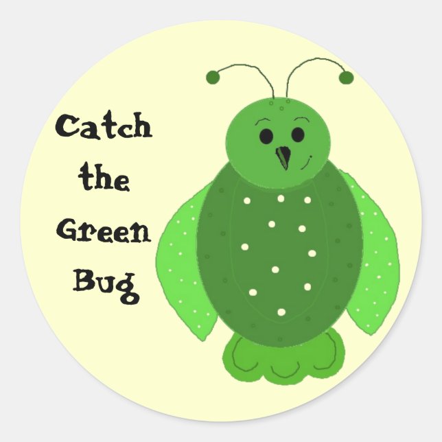 Catch the Green Bug Classic Round Sticker (Front)