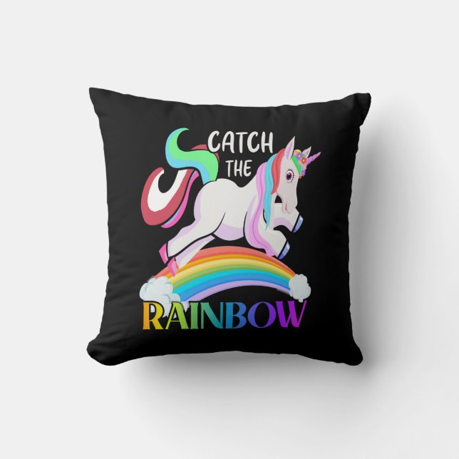 Catch the Rainbow Unicorn Design Cushion (Front)