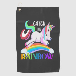 Catch the Rainbow Unicorn Design Golf Towel