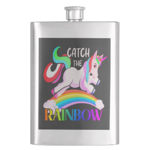 Catch the Rainbow Unicorn Design Hip Flask