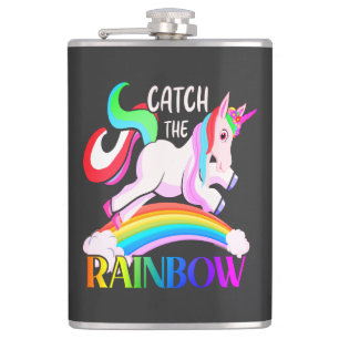 Catch the Rainbow Unicorn Design Hip Flask