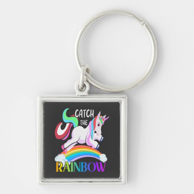 Catch the Rainbow Unicorn Design Key Ring (Front)