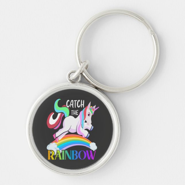 Catch the Rainbow Unicorn Design Key Ring (Front)