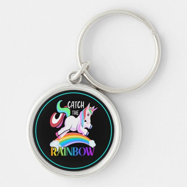 Catch the Rainbow Unicorn Design Key Ring (Front)