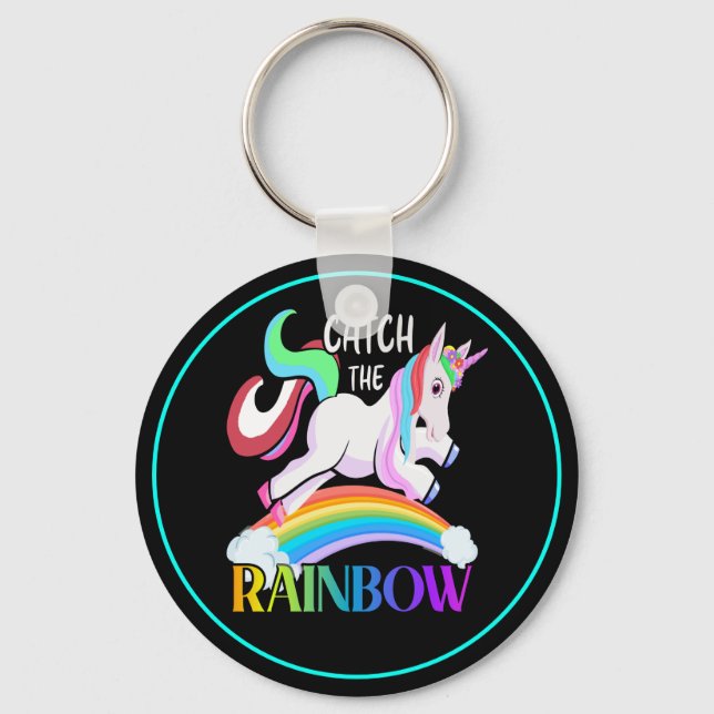 Catch the Rainbow Unicorn Design Key Ring (Front)