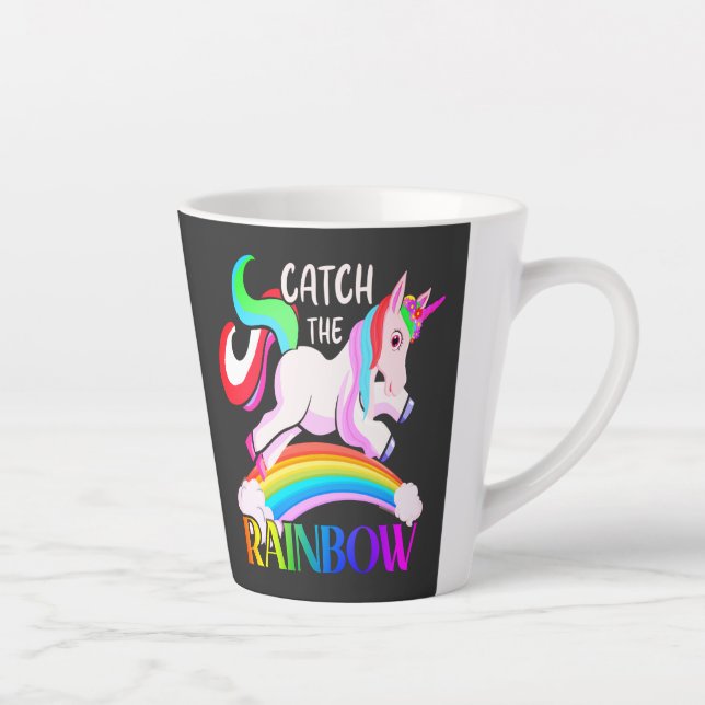 Catch the Rainbow Unicorn Design Latte Mug (Right)