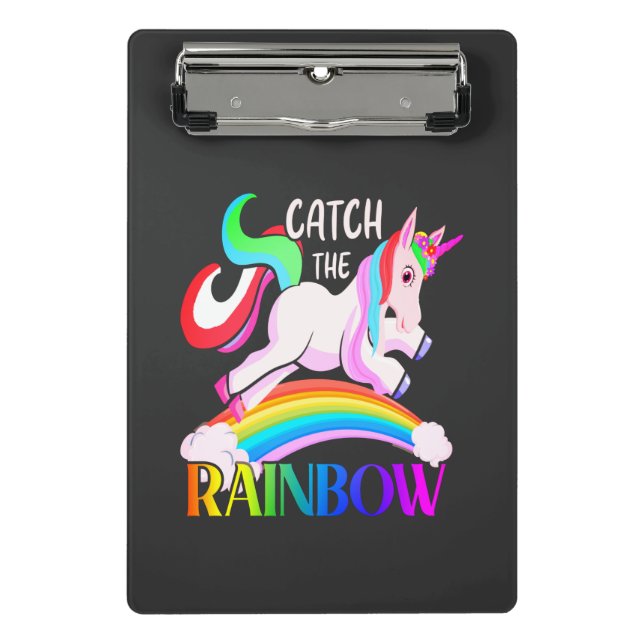 Catch the Rainbow Unicorn Design Mini Clipboard (Front)