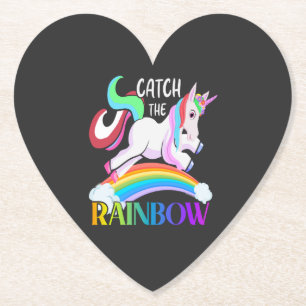 Catch the Rainbow Unicorn Design Paper Coaster