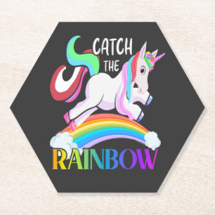 Catch the Rainbow Unicorn Design Paper Coaster