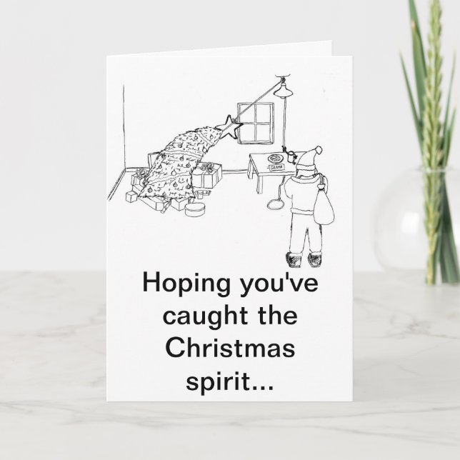 Catch the Spirit B&W Greeting Catch Holiday Card (Front)