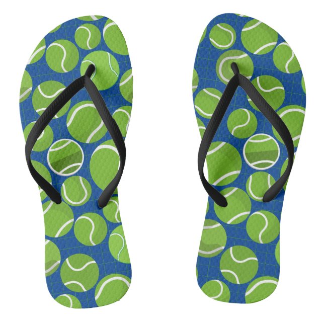 Catch the Tennis Balls Pattern Blue BG Thongs (Footbed)