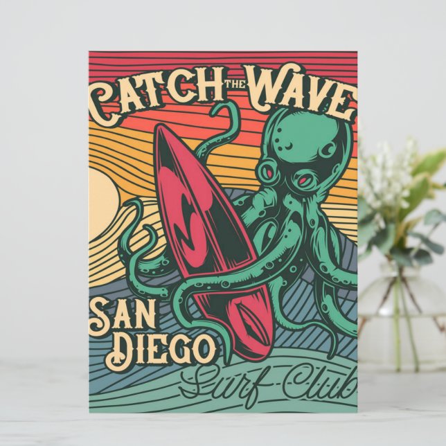 Catch the Wave Octopus | Vintage Design  (Standing Front)