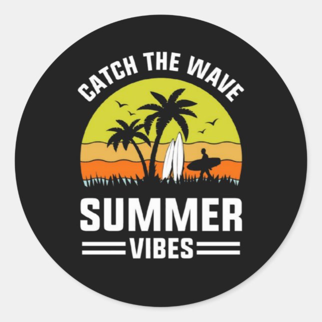 Catch The Wave Summer Vibes-64193 Classic Round Sticker (Front)