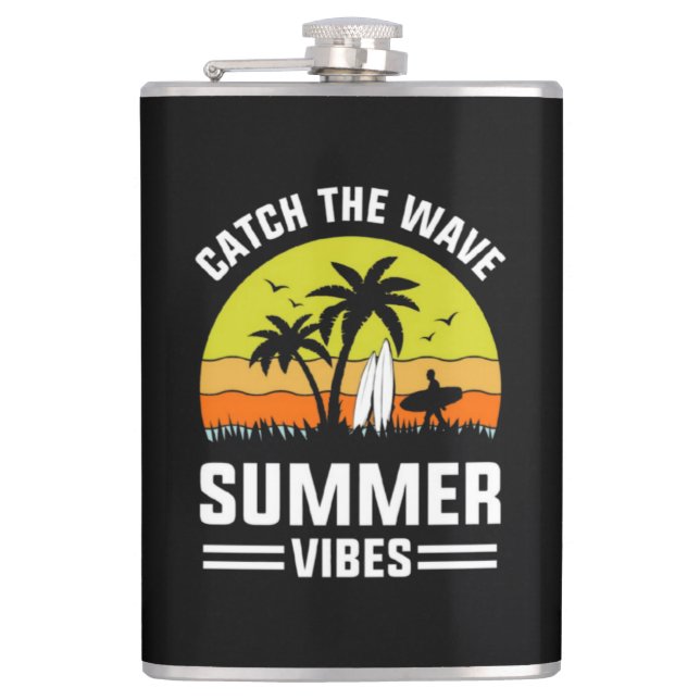 Catch The Wave Summer Vibes-64193 Hip Flask (Front)