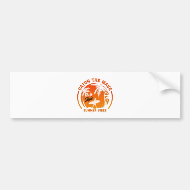 Catch the Wave Summer Vibes Bumper Sticker (Front)