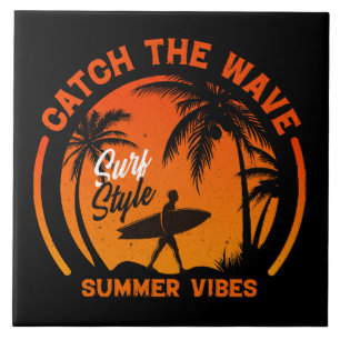 Catch the Wave Summer Vibes Ceramic Tile