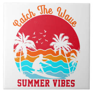 Catch the Wave Summer Vibes Ceramic Tile