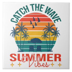 Catch the Wave Summer Vibes Ceramic Tile