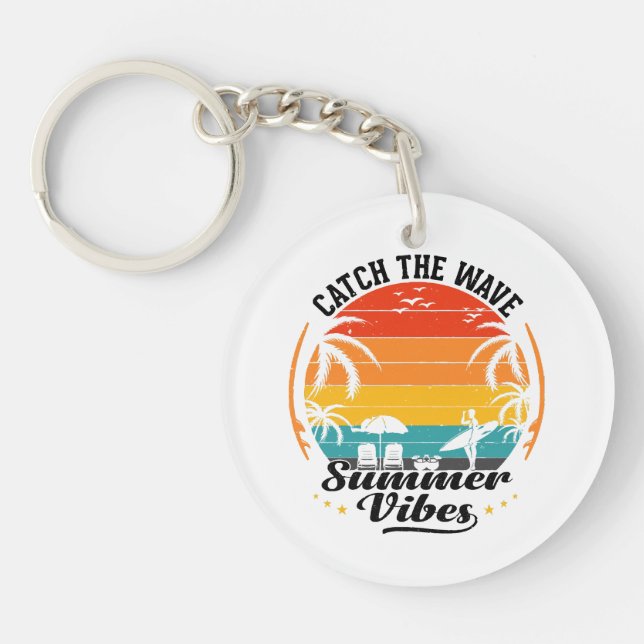 Catch the Wave Summer Vibes Key Ring (Front)