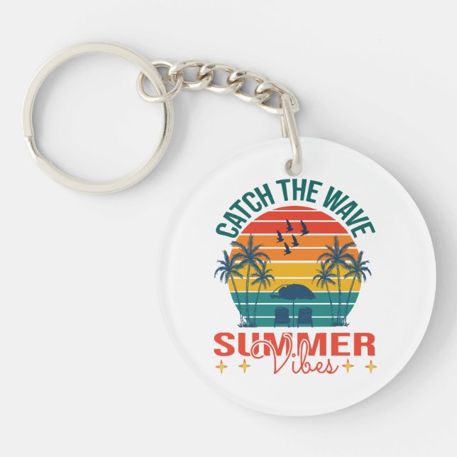 Catch the Wave Summer Vibes Key Ring (Front)