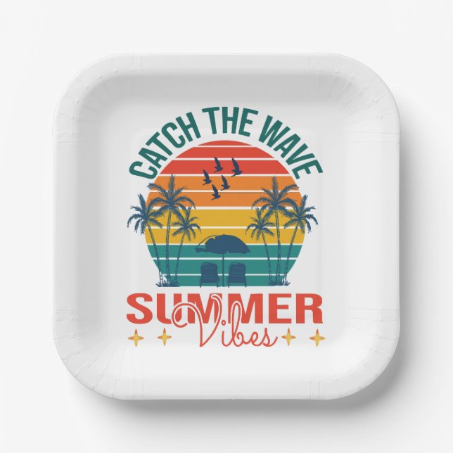 Catch the Wave Summer Vibes Paper Plate (Front)